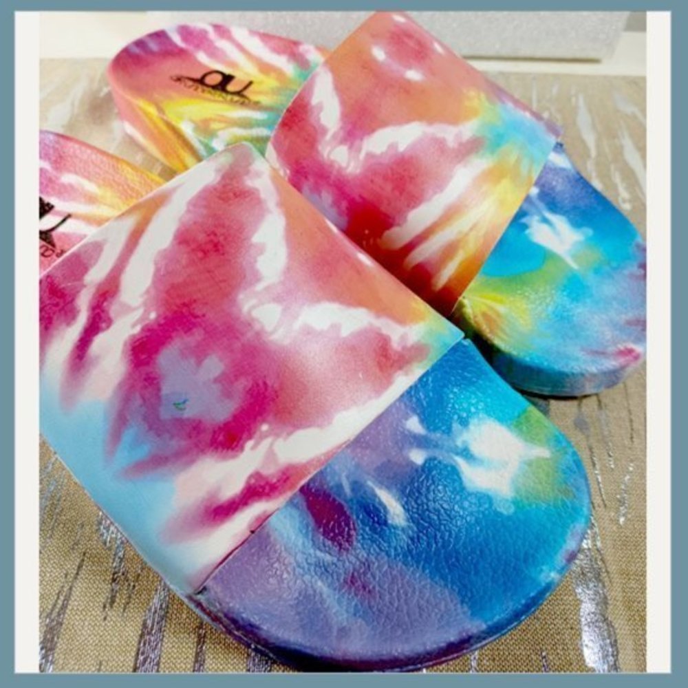 🌈 Air Underground Tie Dye Slides – Women’s Size 8 | Bright Colorful Sandal - Picture 7 of 8